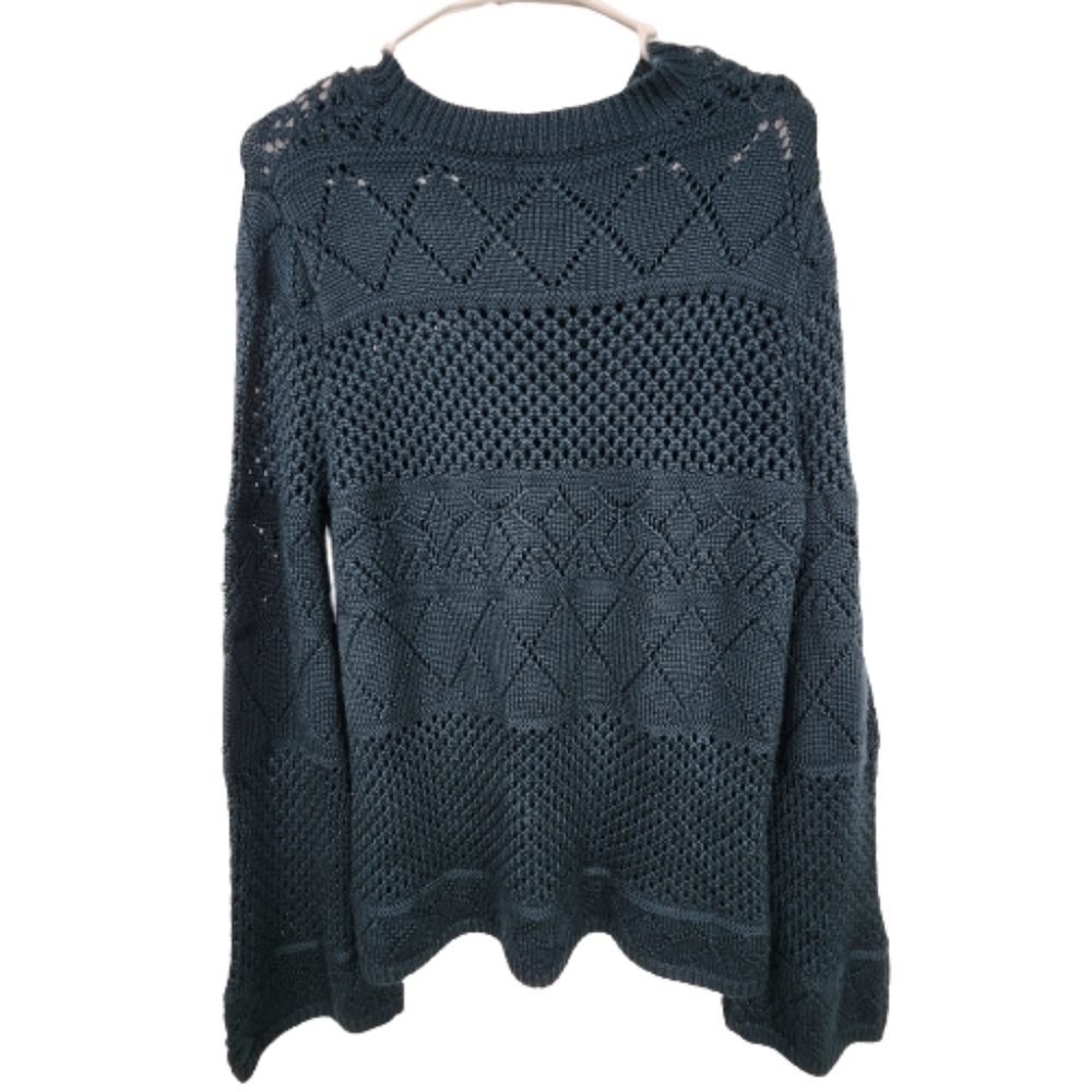 Sugar Lips Navy Blue Knit Bell Sleeve Sweater Size M/L - Picture 2 of 12